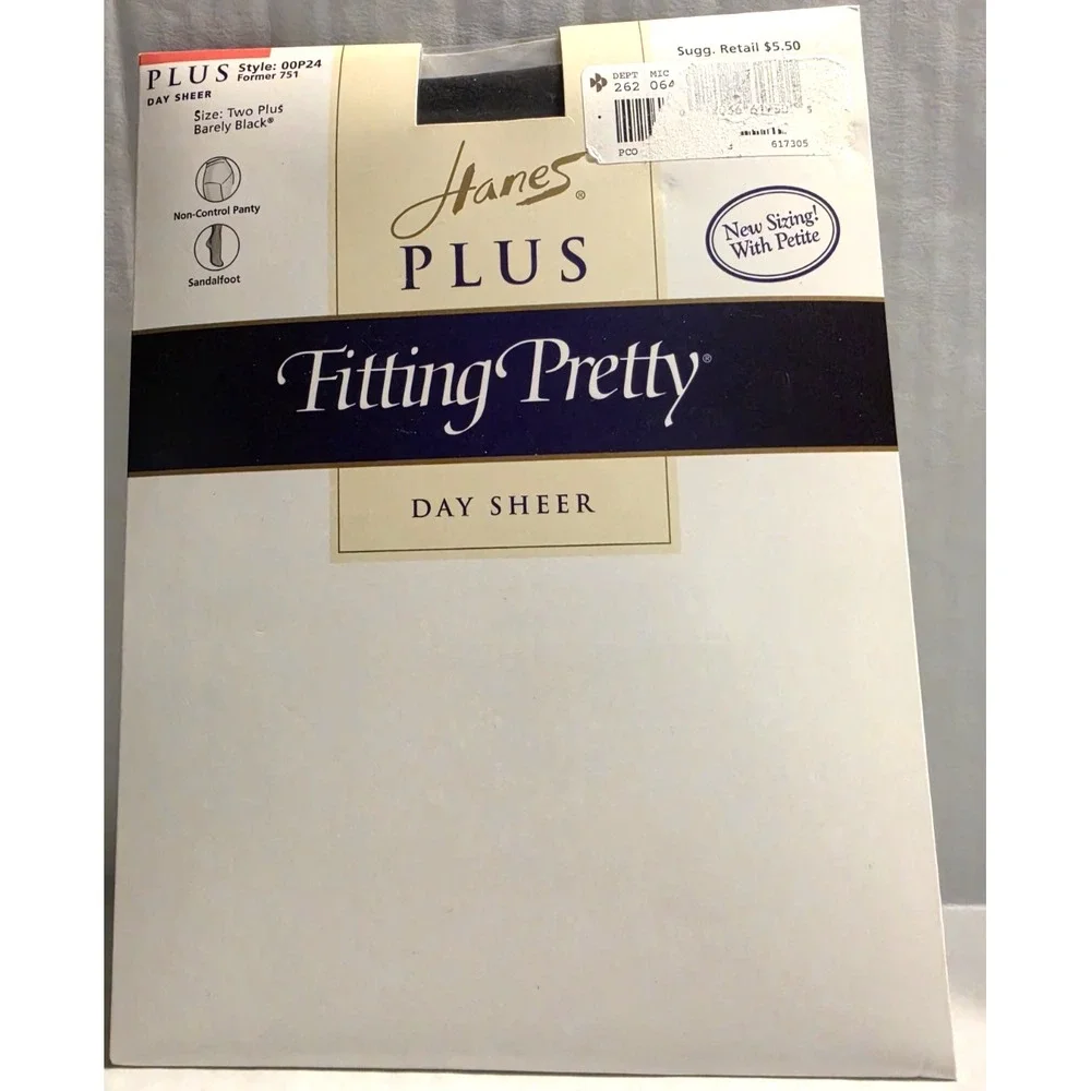 Hanes Plus Fitting Pretty Day Sheer Two Plus 2+ Barely Black
